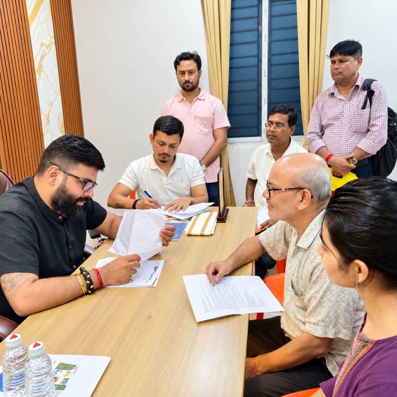 The MLA meeting residents at a Janatar Karyalay