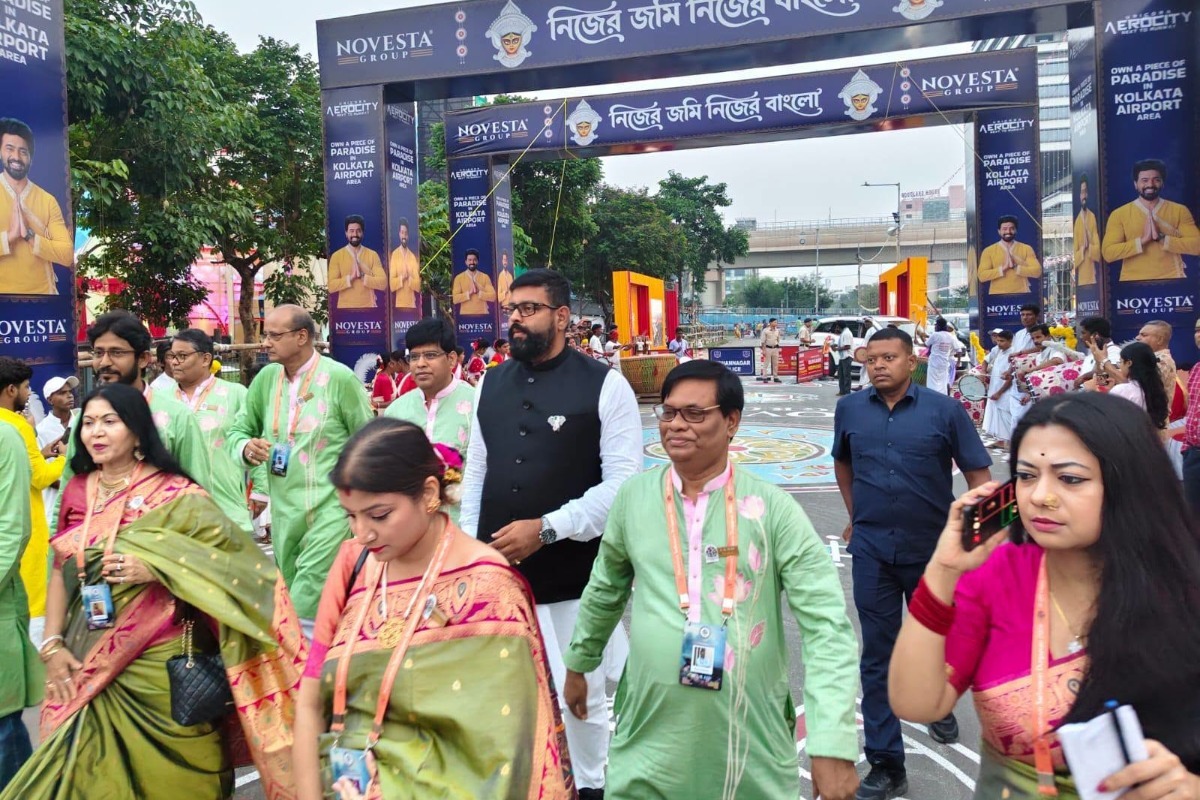 At the inaugural ceremony of Durga Puja of New Town Sarbojanin..