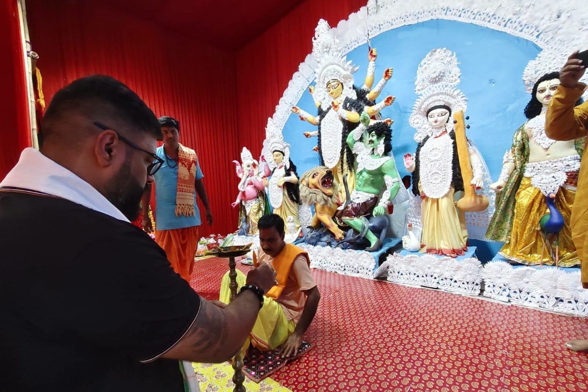 Attended the Durga Puja Inauguration Ceremony at Tegharia Uttal Taranga Club