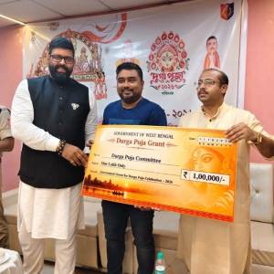 Thanks to the Honorable Suvendu Adhikari, the Chief Minister of West Bengal... Today, a cheque of 1 lakh taka was handed over to various puja committees under Nagerbazar police station. - Photo 5