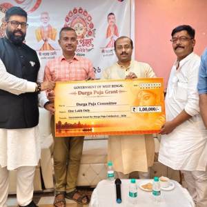Thanks to the Honorable Suvendu Adhikari, the Chief Minister of West Bengal... Today, a cheque of 1 lakh taka was handed over to various puja committees under Nagerbazar police station. - Photo 9